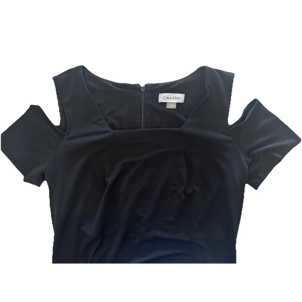 Calvin‎ Klein Size 4 Short Sleeve  Little Black Dress Pencil Coctail Stretch S - Picture 6 of 11